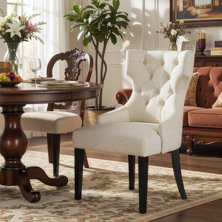 Sunvega Gillian Grey and Black Upholstered Dining Side Chair with Wingback Design