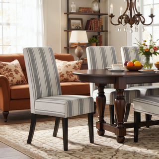 Sunvega Upholstered Fabric Dining Chairs with Rubberwood Legs and Contemporary Design