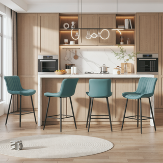 Sunvega Modern Faux Leather Counter Stool Set of 2 with PU Upholstery for Kitchen