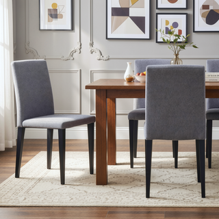 Sunvega Black PU Dining Chairs with Silver Metal Legs and High Elasticity Sponge Filling for Living Room