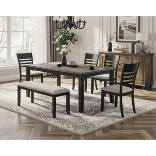 Sunvega Contemporary Ladder Back Dining Chairs with Gray Upholstered Seat Set of 2