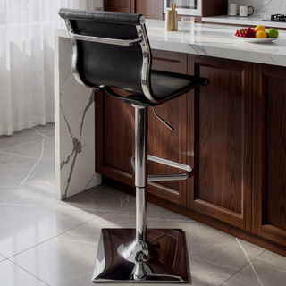 Sunvega Adjustable Swivel Barstool with Faux Leather Seat and Chrome Base