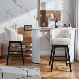 Sunvega 360 Swivel Upholstered Counter Stools Set of 2 with Backrest and Footrest
