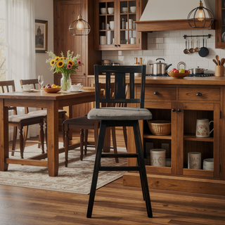 Sunvega Solid Rubberwood Counter Height Dining Table with Distressed Gray Finish
