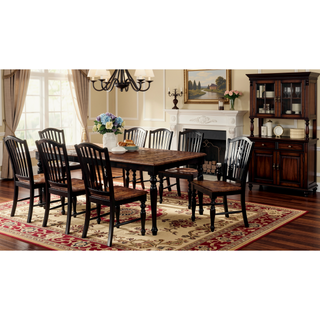 Sunvega Transitional Style 2pc Side Chair with Turned Leg Design in Black and Antique Oak Finish