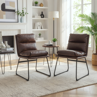 Sunvega Milos Contemporary Upholstered Dining Chairs with Sled Base and Detailed Stitching