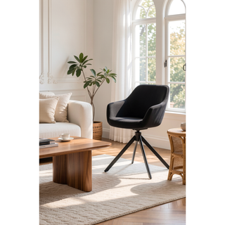 Sunvega Modern PU Leather Swivel Dining Chairs Set of 2 with Auto-Return and High Back