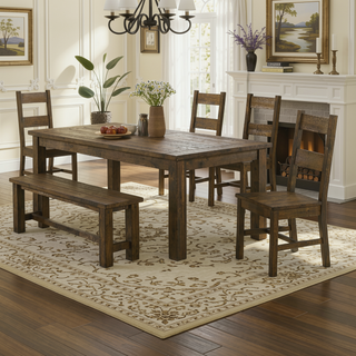 Sunvega Rustic Golden Brown Ladder Back Dining Chairs Set of 2 for Farmhouse