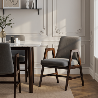 Sunvega Modern Dining Armchair in Soft Velvet with Sculptural Beech Wood Frame