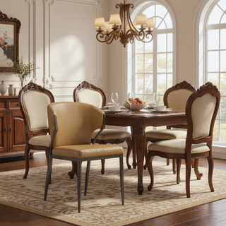 Sunvega Modern Upholstered Leatherette Dining Chair with Metal Frame, Set of 2