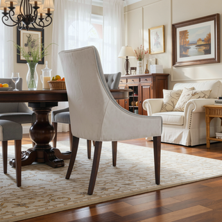Sunvega Plush Two Tone Fabric Upholstered Dining Chair with Walnut Finish