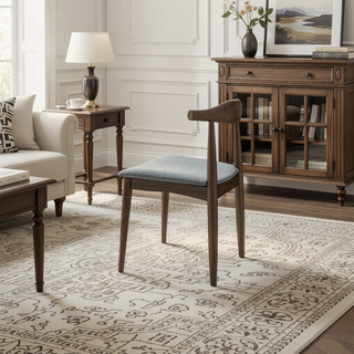 Sunvega Mid-Century Modern Dining Chairs Set of 2 with Grey Fabric and Walnut Wood Legs