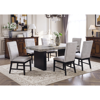 Sunvega 2pc Light Gray Upholstered Chairs with Soft Neutral Tone and Dark Finish Legs
