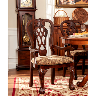Sunvega Brown Cherry Padded Fabric Dining Chairs Set of 2 Side Chairs