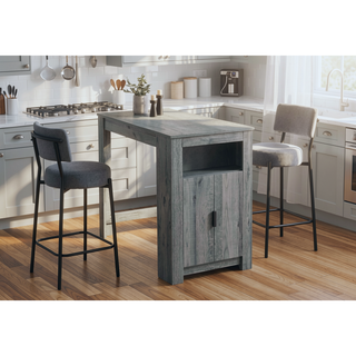 Sunvega Contemporary Counter Height Barstools with Grey Fabric Upholstery and Black Metal Legs
