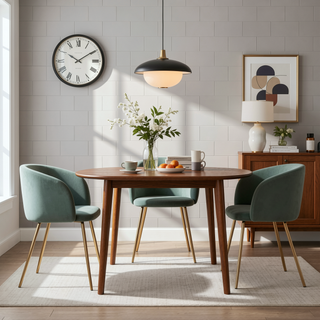 Sunvega Fran Dining Chair with Velvet Upholstery and Tapered Metal Legs Set of 2