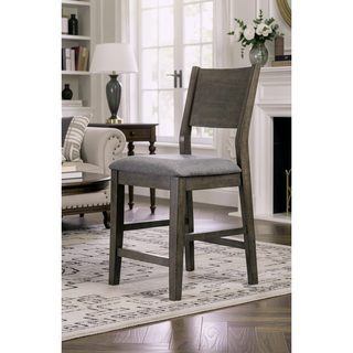 Sunvega Contemporary Gray Solid Wood Counter Height Dining Table with Center Support Beam