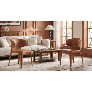 Sunvega Mid-Century Modern Dining Chairs Set of 2 with Faux Leather Upholstery