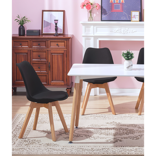 Sunvega Mid Century Modern Style Dining Chair Set with PU Leather Cushion and Wood Legs