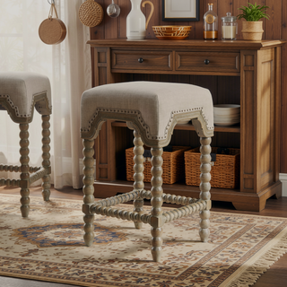 Sunvega Christine Counter Stool with Turned Legs and Footrest