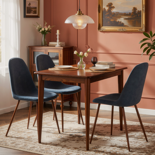 Sunvega Mid-Century Modern Upholstered Dining Accent Chair with Walnut Finish