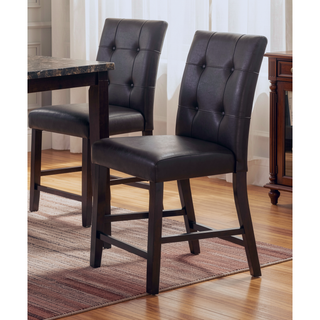 Sunvega Brown Faux Leather Upholstered Cushion Seat Counter Height Chairs Set of 2