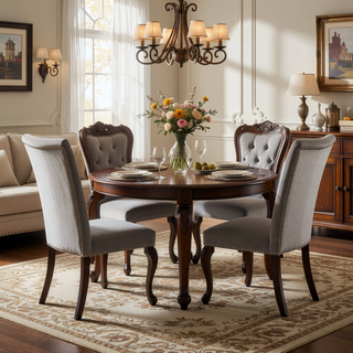 Sunvega Modern Dining Side Chairs with Padded Gray Flannelette Seats and Black Wood Legs