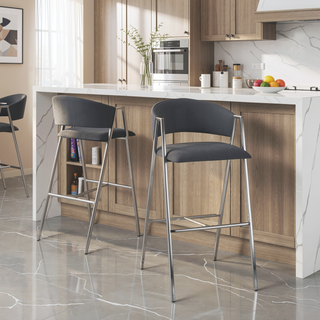Sunvega Modern 28" Bar Stool Set of 2 with Padded Seat and Backrest
