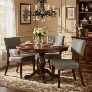 Sunvega Grey and Espresso Upholstered Side Chairs with Padded Seats Set of 2