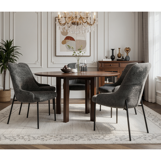 Sunvega Upholstery Boucle Fabric Dining Side Chair Set of 2 Grey