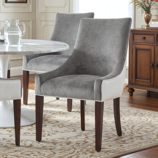Sunvega Plush Two Tone Fabric Upholstered Dining Chair with Walnut Finish
