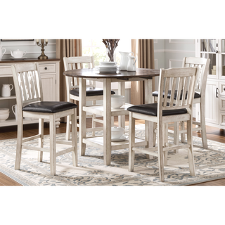 Sunvega White and Dark Cherry Finish Counter Height Table with 2 Drop Leaves