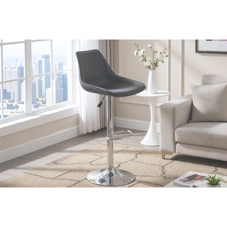 Sunvega Modern Adjustable Bar Stool Set with Ebony Wax Polyurethane Leather and Chrome Base