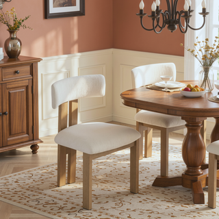 Sunvega Upholstered Armless Dining Chairs with Metal Legs and Polyester Blend Fabric