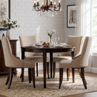 Sunvega Modern Dining Armchair with Faux Leather Upholstery and Solid Beech Wood Frame