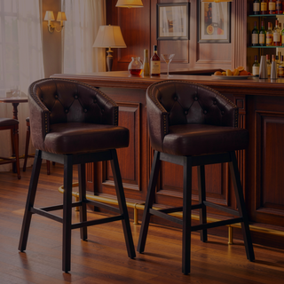 Sunvega 360 Swivel Upholstered Counter Stools Set of 2 with Backrest and Footrest
