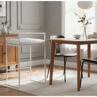 Sunvega Contemporary Stackable Counter Stool with White Velvet Upholstered Cushion Set of 2