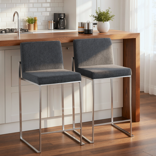 Sunvega Fuji Contemporary High Back Counter Stool with Padded Seat and Backrest