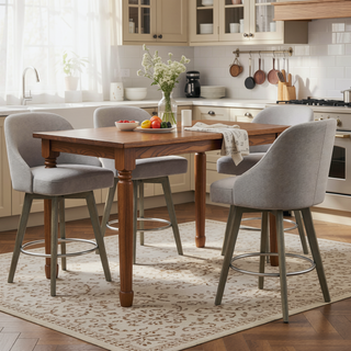Sunvega Swivel Counter Stool with Medium High Back and Metal Ring Footrest