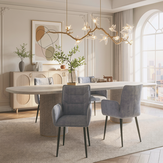 Sunvega Modern Velvet Dining Chairs with Iron Frames and Soft Cushioned Seats