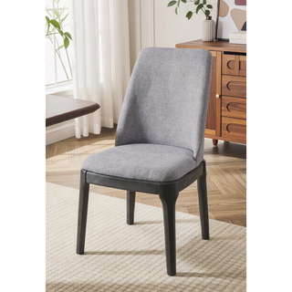Sunvega Light Gray Linen Upholstered Armless Side Chair with Gray Oak Finish