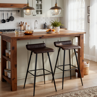 Sunvega Contemporary Fixed-Height Bar Stool with Upholstered Seat and Black Metal Base