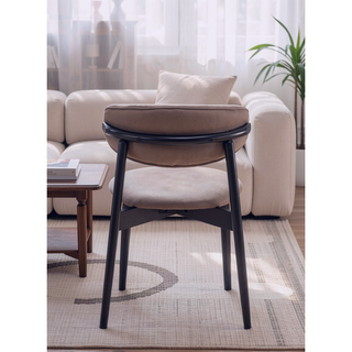 Sunvega Natural and Black Finish Dining Chair with Wooden Turn Legs