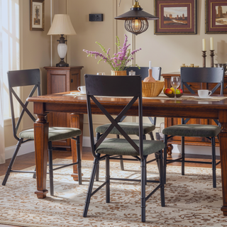 Sunvega Edina Gray Fabric and Oak Side Chair with X Back Frame Set of 2