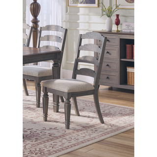 Sunvega Light Grey Classic Ladder Back Dining Chairs with Cushion Seat Set of 2