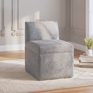 Sunvega Modern Upholstered Caster Chair in Ashen Grey Performance Fabric