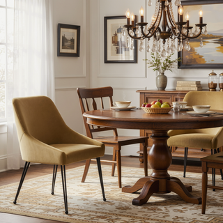 Sunvega Foam-Padded Upholstered Dining Side Chairs with Sloped Arms and Elegant Handle