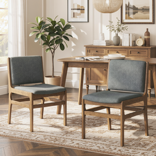 Sunvega Contemporary Upholstered Rubberwood Dining Chair Set of Two for Living Room