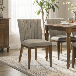 Sunvega Elmwood Cream Fabric Dining Chair Set Of 2 Mid Century Velvet