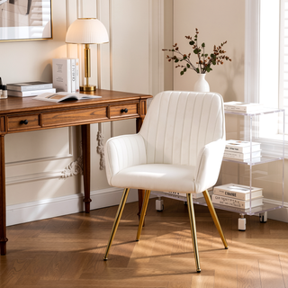 Sunvega Blue Velvet Mid-Back Dining Chairs with Gold Plated Legs for Living Room